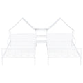 Metal Double Twin Size Platform Bed With House Shaped Headboard And A Built In Nightstand, White Box Spring Not Required Twin White Metal Metal