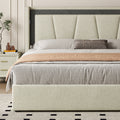Queen Size, Cotton And Linen Fabric, Pneumatic Bed, With Storage Space Under The Bed, Stable Bed Structure,Light Gray Queen Light Gray Mdf Acacia