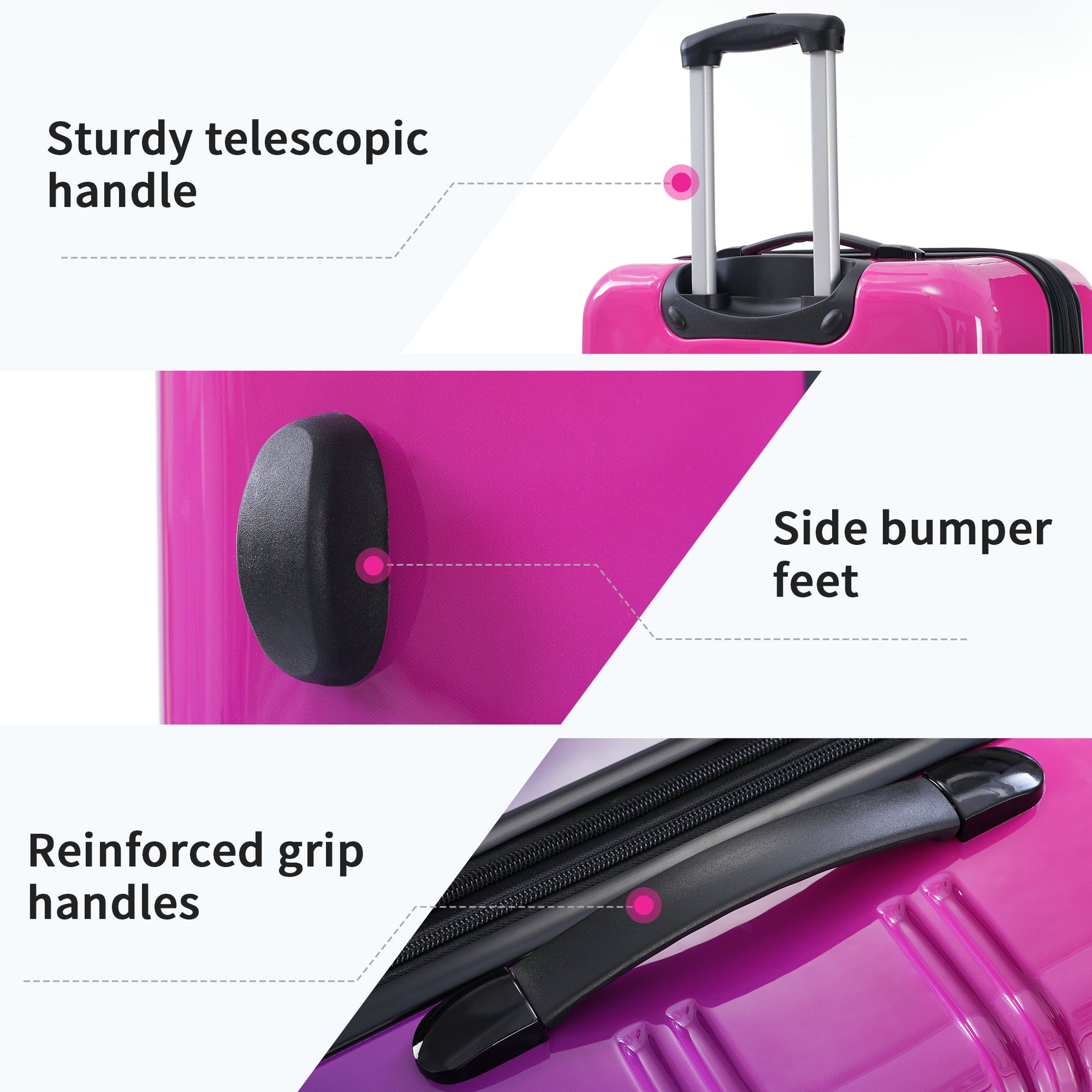 Hardshell Luggage Sets 3 Piece Gradient Color Expandable Suitcase With Spinner Wheels And Tsa Lock Lightweight 20" 24" 28" Available,Purple And Pink Multicolor Purple Pc