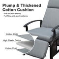 Adjustable Patio Recliner Chair Metal Outdoor Lounge Chair With Flip Table Push Back, Adjustable Angle, 6.8'' Removable Cushions, Support 350Lbs,Gray Yes Gray Garden & Outdoor Metal
