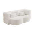 Modern Floor Sofa With 2 Pillows,Convertible Teddy Fabric Foam Filled Sleeper Sofa Bed,15