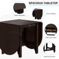 Retro Drop Leaf Table Rubber Wood Dining Table With Spacious Tabletop Small Drawer For Small Space Kitchen Dark Brown Brown Rubber Wood