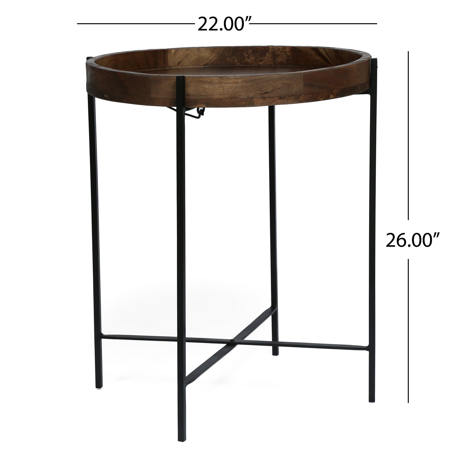 Round End Table Natural Wood