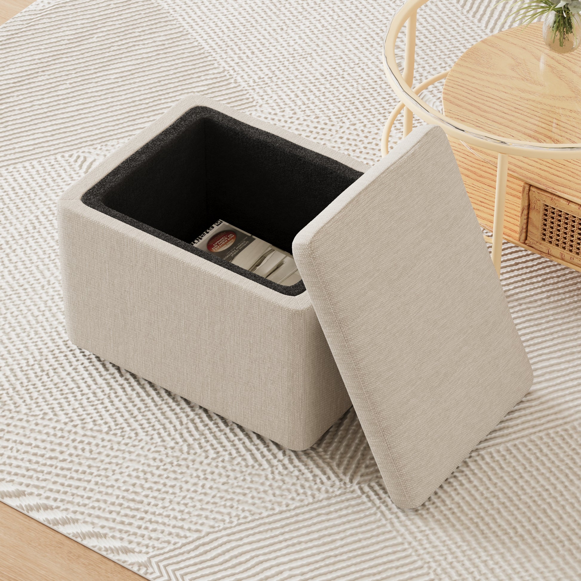 Two Piece Set Of Wheeled Dining Chairs, Modern Rolling Dining Chairs, Footstools With Wheels, Suitable For Bedrooms, Reading Rooms, Living Rooms, Beige Linen Chairs Beige Foam Linen