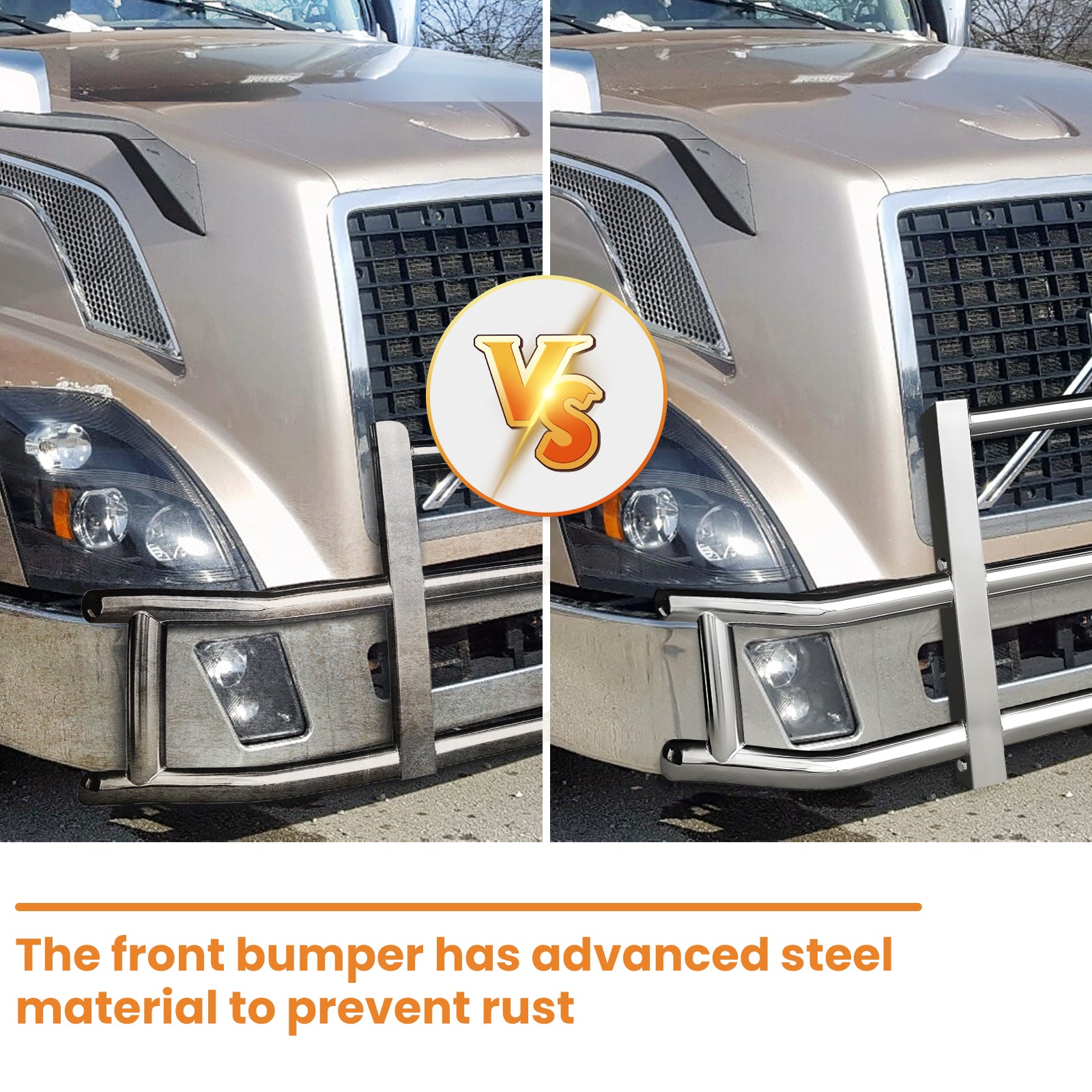 Stainless Steel Deer Guard Bumper For Volvo Vn Vnl 2018 2022 With Brackets Chrome Stainless Steel