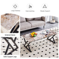 A Modern Minimalist Style Marble Patterned Coffee Table With Black Metal Legs. Computer Desk. Game Table. Tea Table. Ct Xx White Black Sintered Stone