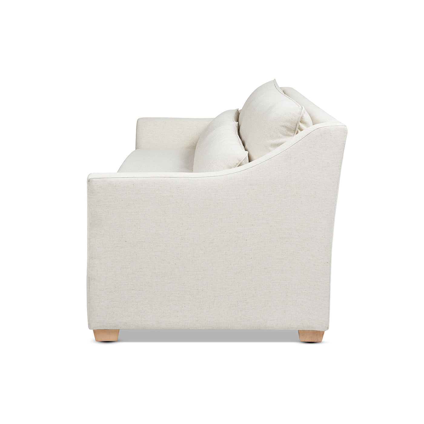 Ada 83" Flared Arm Contemporary Sofa With Lumbar Pillows, Flax White Linen White Foam Linen 3 Seat