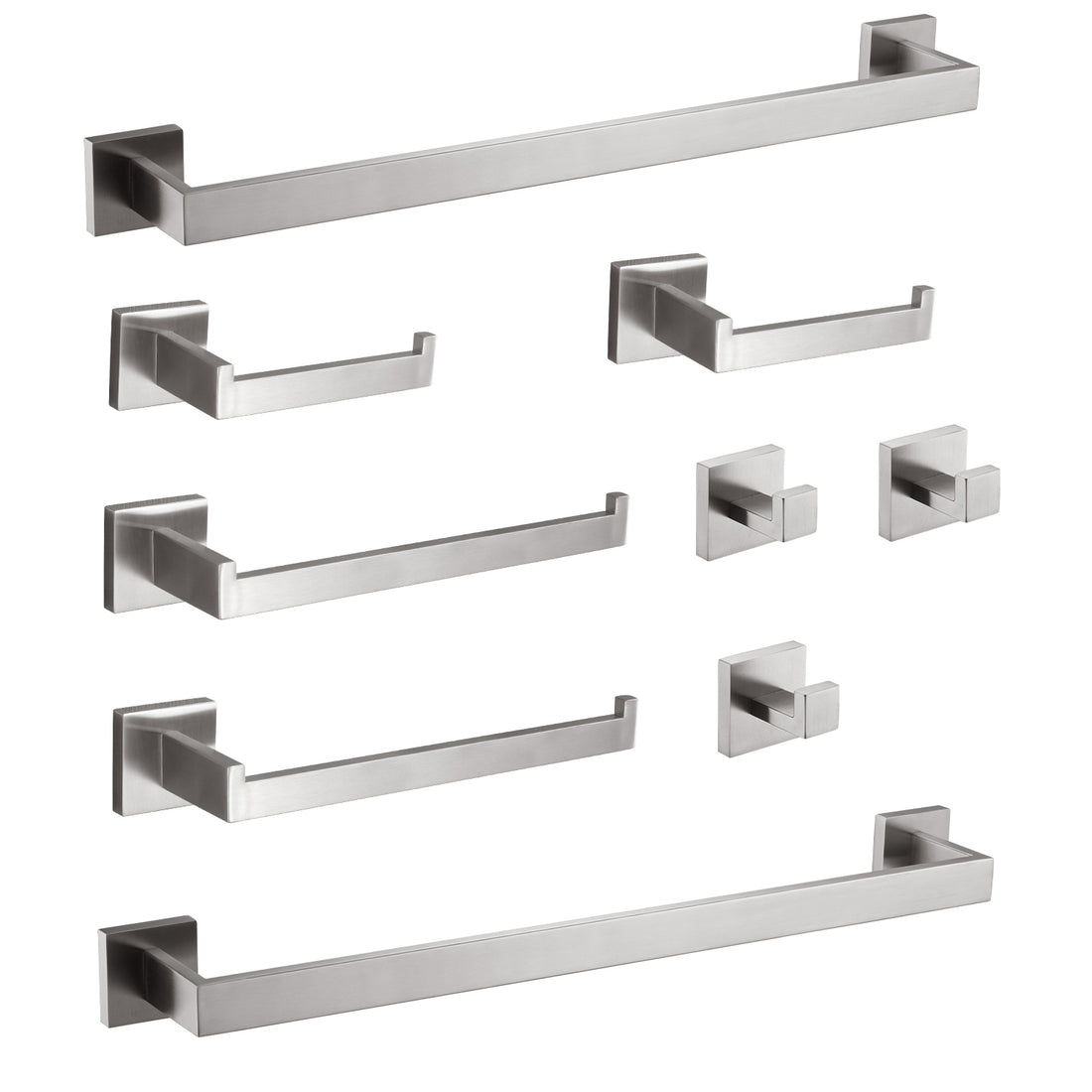 9 Piece Bathroom Hardware Set Brushed Nickel Stainless Steel