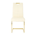 Modern Light Yellow Pu Dining Chair Living Room Chair Upholstered Chair, Gold Metal Chair Leg Design, Kitchen, Living Room, Bedroom, Dining Room Side Chair Set Of 4 Light Yellow Metal