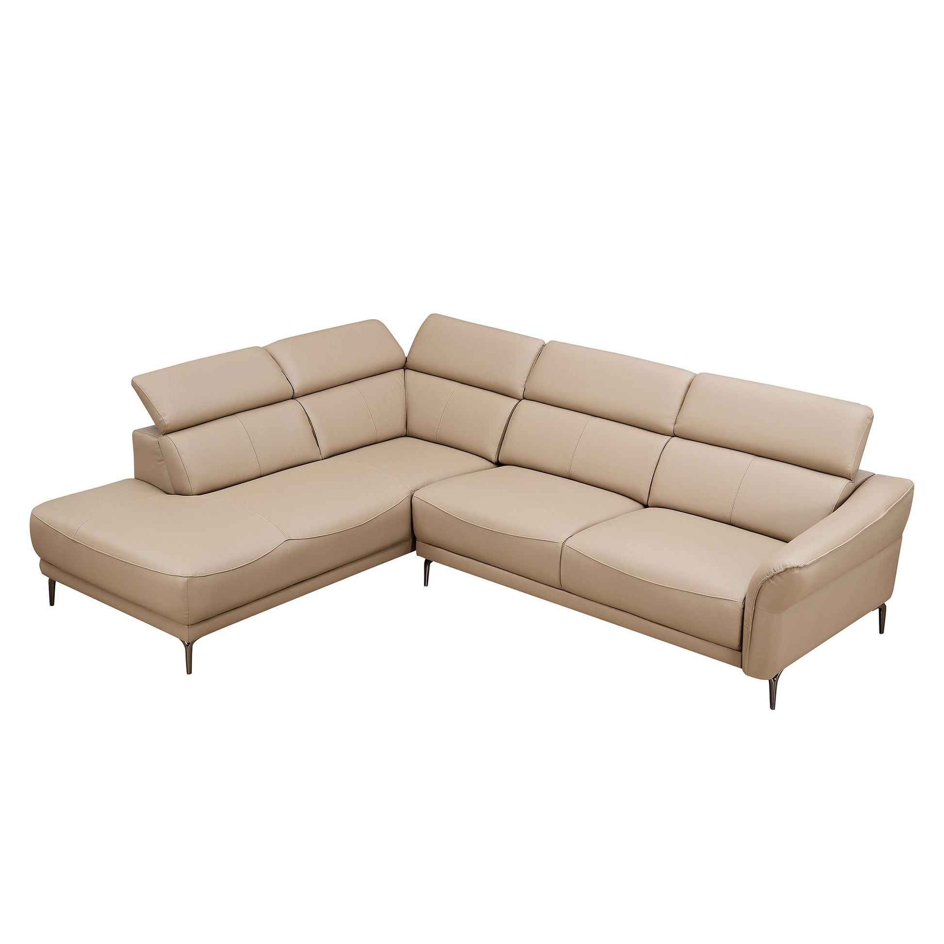 111.42Inch Modern Design L Shaped Deep Sectional Couch,Genuine Leather Sofa With Adjustable Headrests Couch,Minimalist Style Comfy Upholstery Corner Couch With Chaise For Living Room,Apartment,Office Brown Genuine Leather 5 Seat