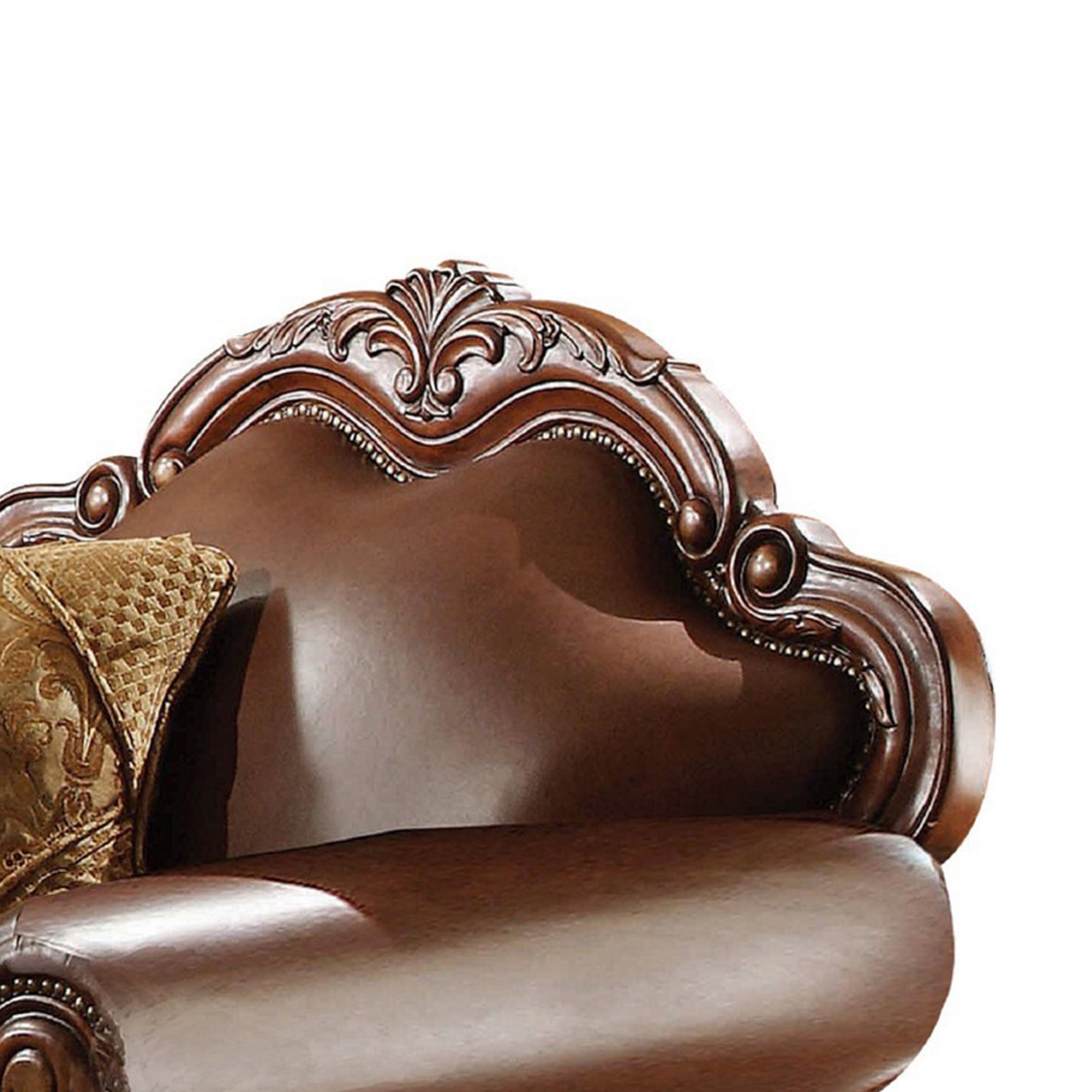 Wooden Chair With 1 Pillowcherry Brown Brown Leather
