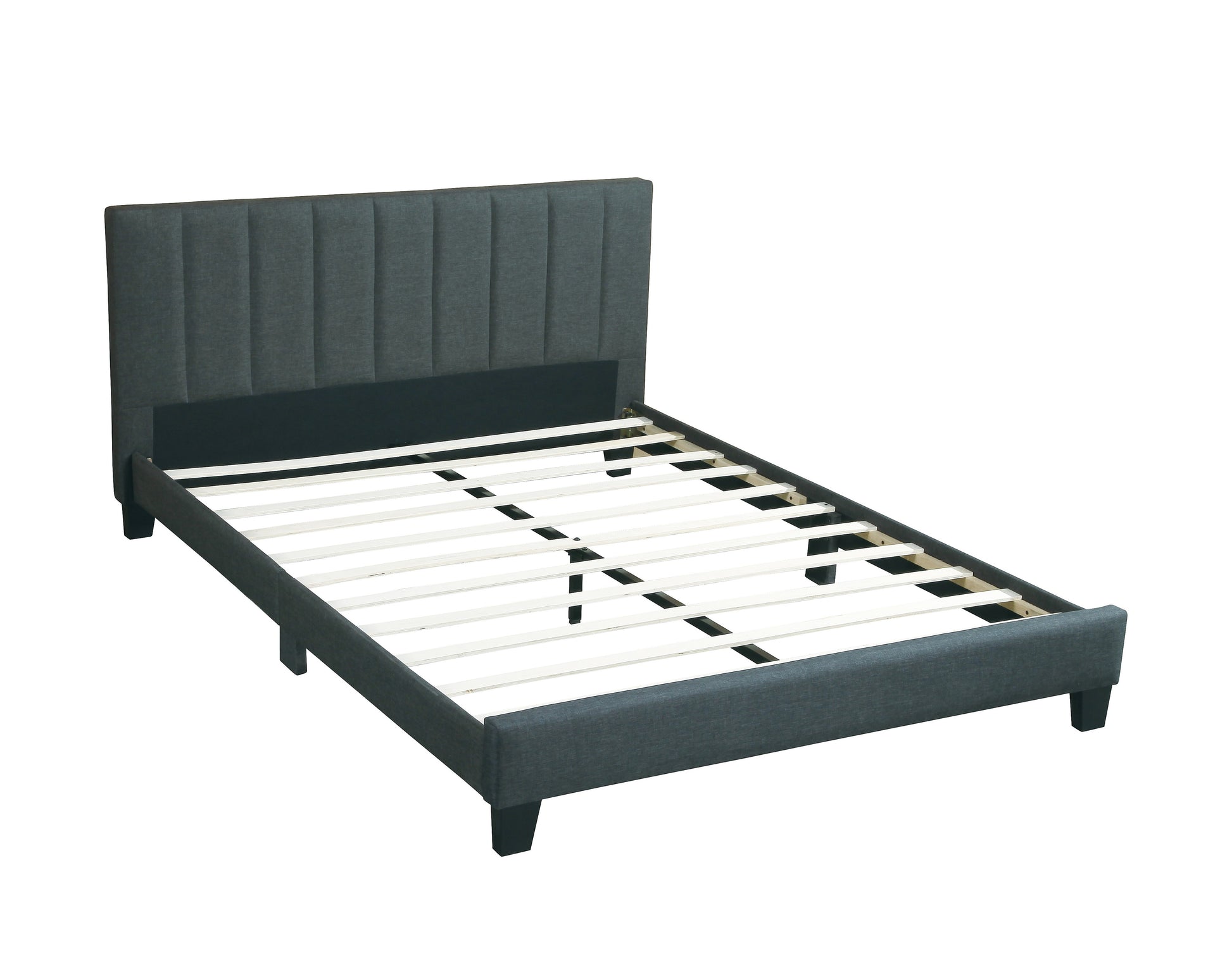 Gorgeous 1Pc Full Size Bed Charcoal Polyfiber Platform Bedframe Slats Bedroom Furniture Box Spring Not Required Full Charcoal Wood Bedroom Modern,Transitional Rubberwood Bed Frame Foam Mdf,Particle