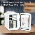 4L 6 Can Portable Mini Fridge Warmer & Cooler Compact Refrigerators 100% Freon Free, For Food, Drink, Skincare, White White Polypropylene