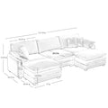 Oversized Modular Cushioned Sofa With Conversible Ottoman, 3 Seater Sofa With 2 Footstools, U Shape Sofa Ingreen Corduroy Fabric Green Corduroy 3 Seat