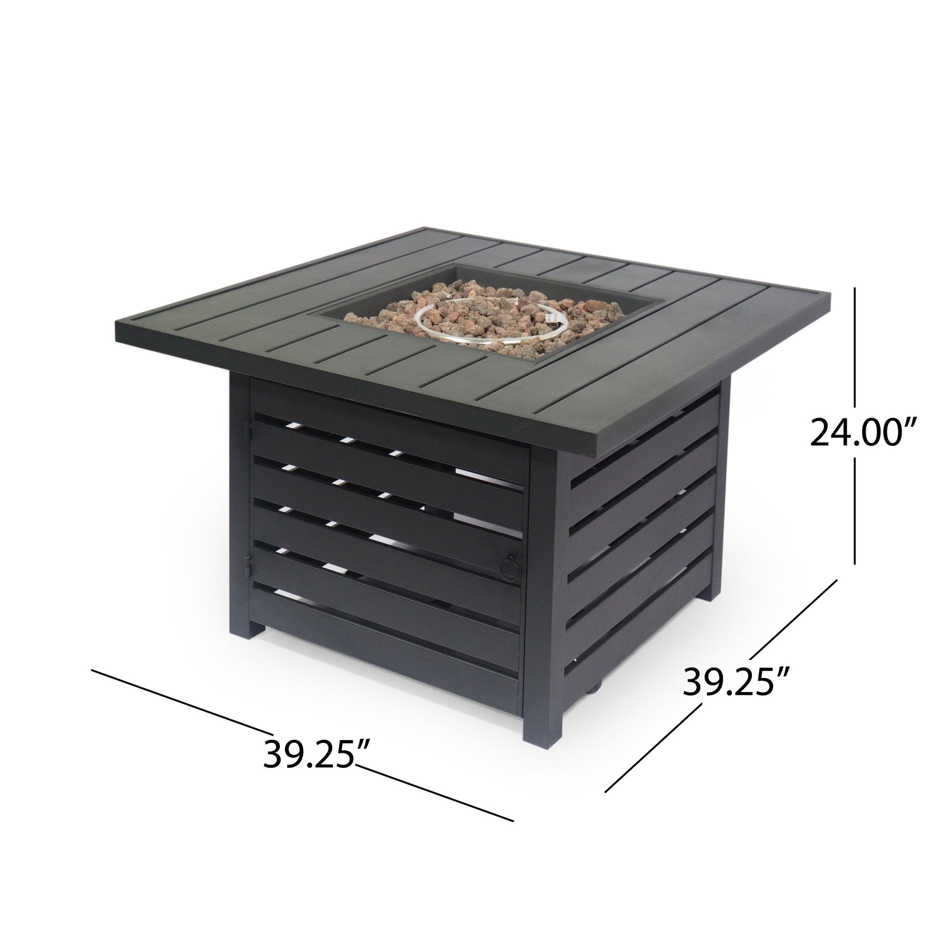 Square Iron Fire Pit 50000Btu Black Iron