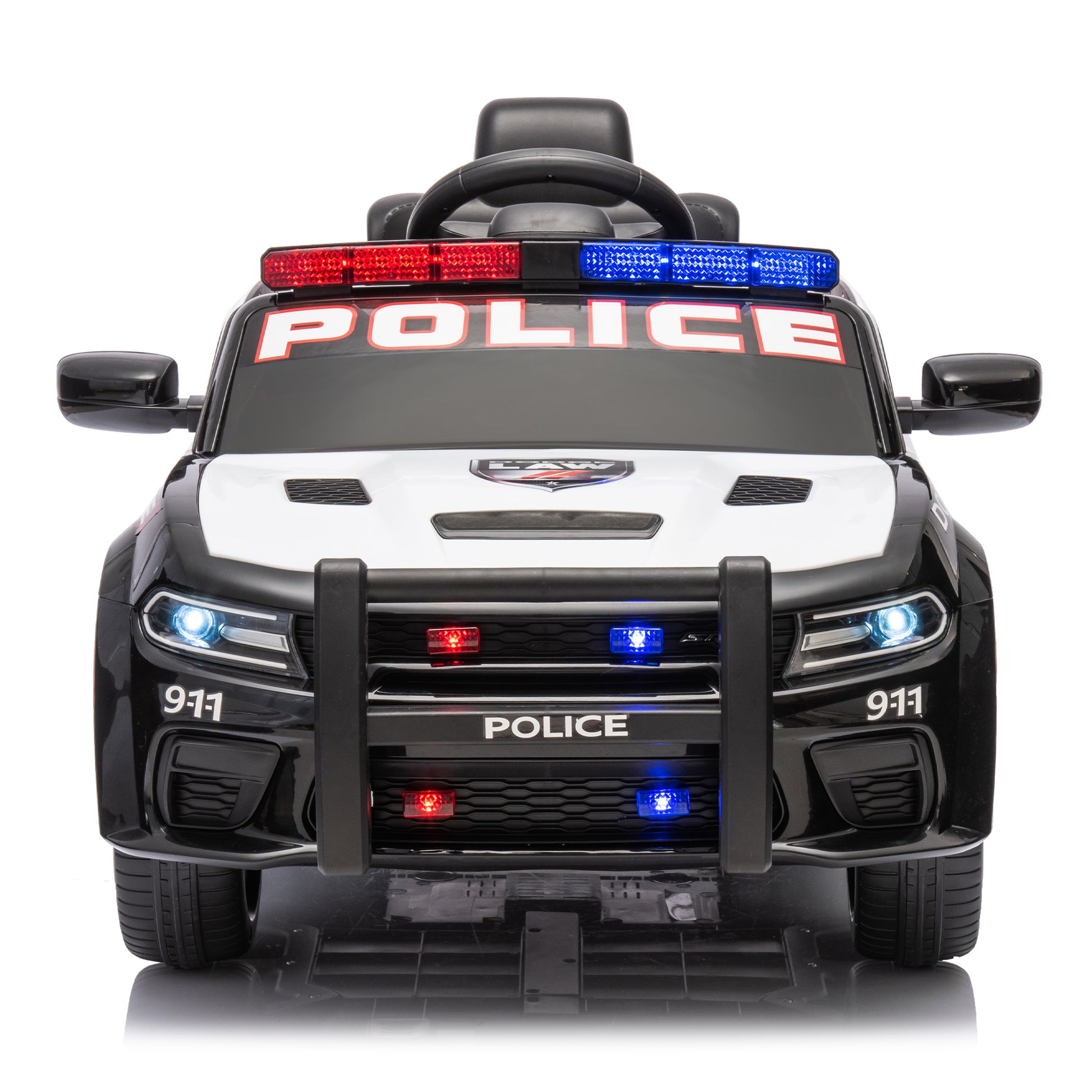 Licensed Dodge Charger,12V Kids Ride On Police Car W Parents Remote Control,Anti Collision Bar,Front& Top Alarm Light Design,Police Car Sticker,Megaphone,Three Speed,Slow Start,Four Wheel Suspension. White Plastic