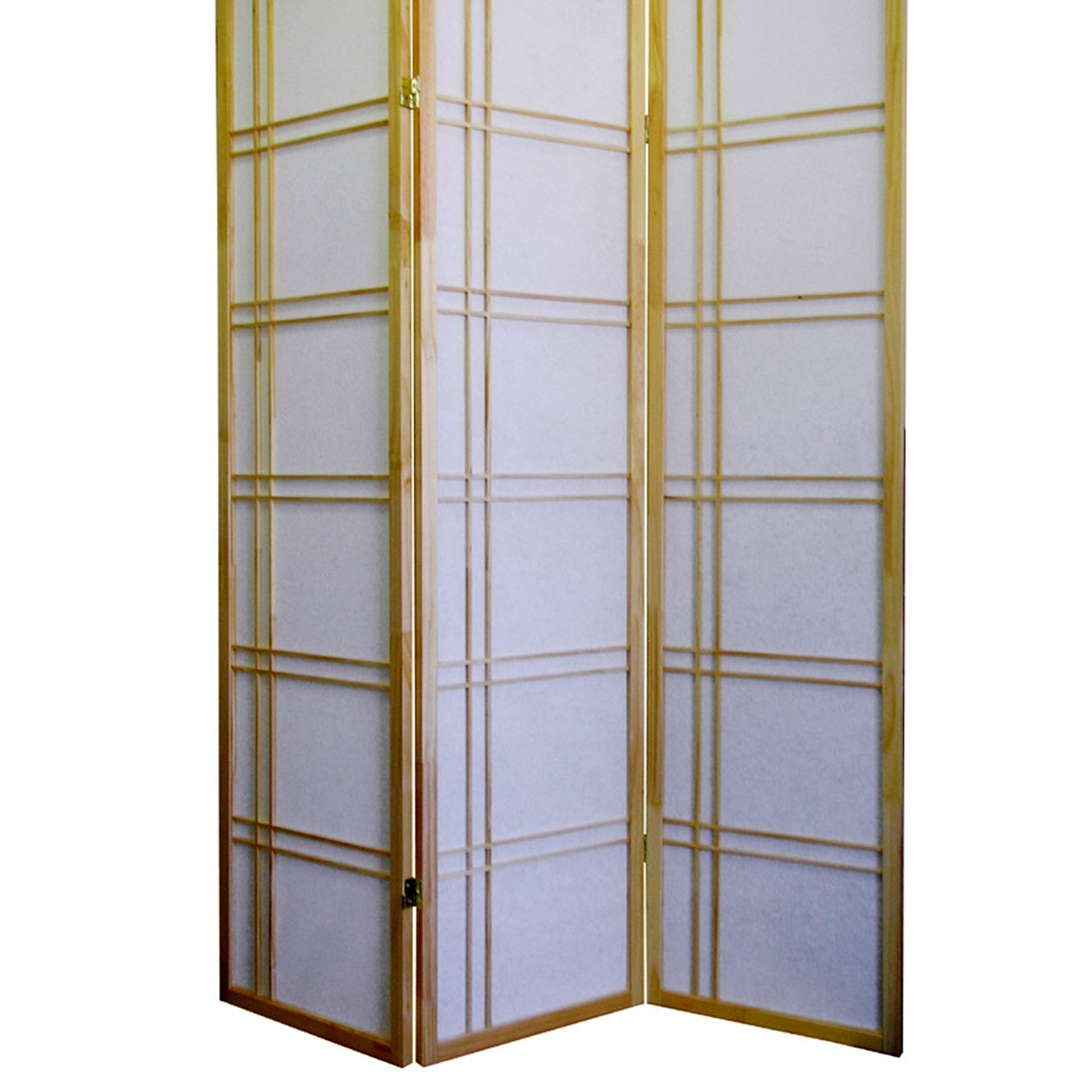 70" Tall 3 Panel Screen Room Divider "Girard" With Natural Wood Finish Multicolor Wood