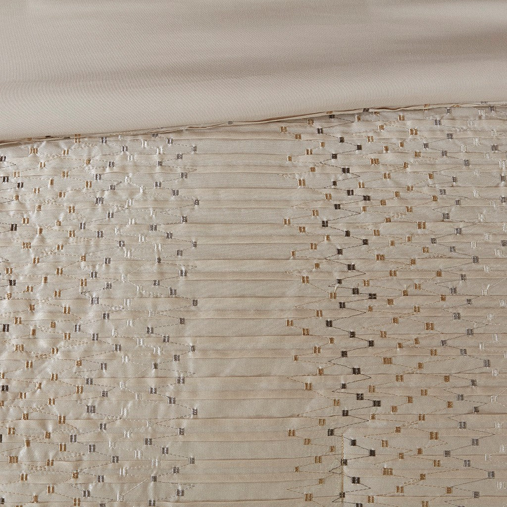 8 Piece Embroidered Comforter Set Natural King King Beige Polyester
