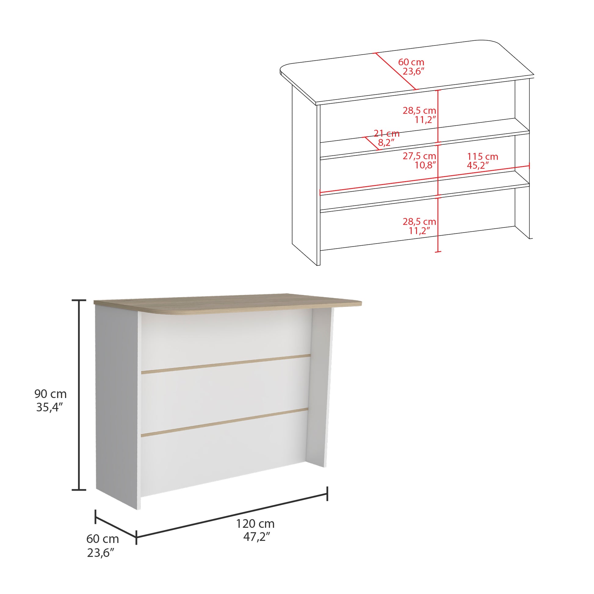 Ginger Kitchen Island, Three Open Shelves, Two Cabinets Multi Kitchen Modern Rectangular Stationary Kitchen Islands Particle Board Medium 40 55In