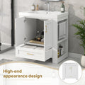 30'' Bathroom Vanity With Seperate Basin Sink, Modern Bathroom Storage Cabinet With Double Sided Storage Shelf, Freestanding Bathroom Vanity Cabinet With Single Sink 1 White Adjustable Hinges Bathroom Freestanding Solid Wood Mdf Resin Painted