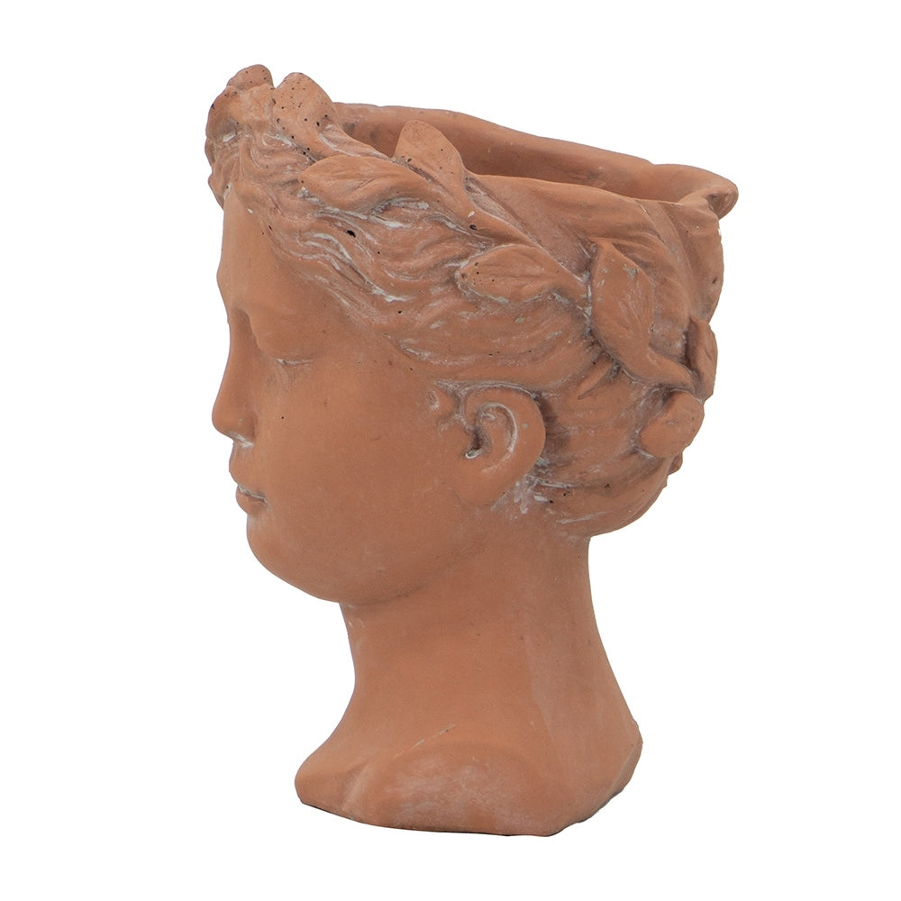 D6X9" Visage Head Bust Planter, Brown Brown Garden & Outdoor Cement