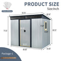 8 Ft X 6 Ft Outdoor Metal Storage Shed With Window And Transparent Plate For Garden, Lawn White And Black White Black Metal