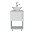 Single Bathroom Vanity, One Open Shelf, Single Door Cabinet, White White Solid Wood Mdf Engineered Wood