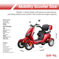 Electric Mobility Scooter With Big Size ,High Power Red Abs Pc