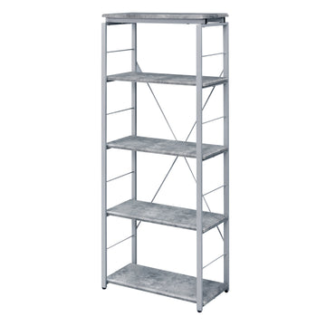 Grey And Silver 4 Shelf Bookcase 4 Grey Silver Etagere Horizontal Primary Living Space Open Back Wood Contemporary Wood Metal