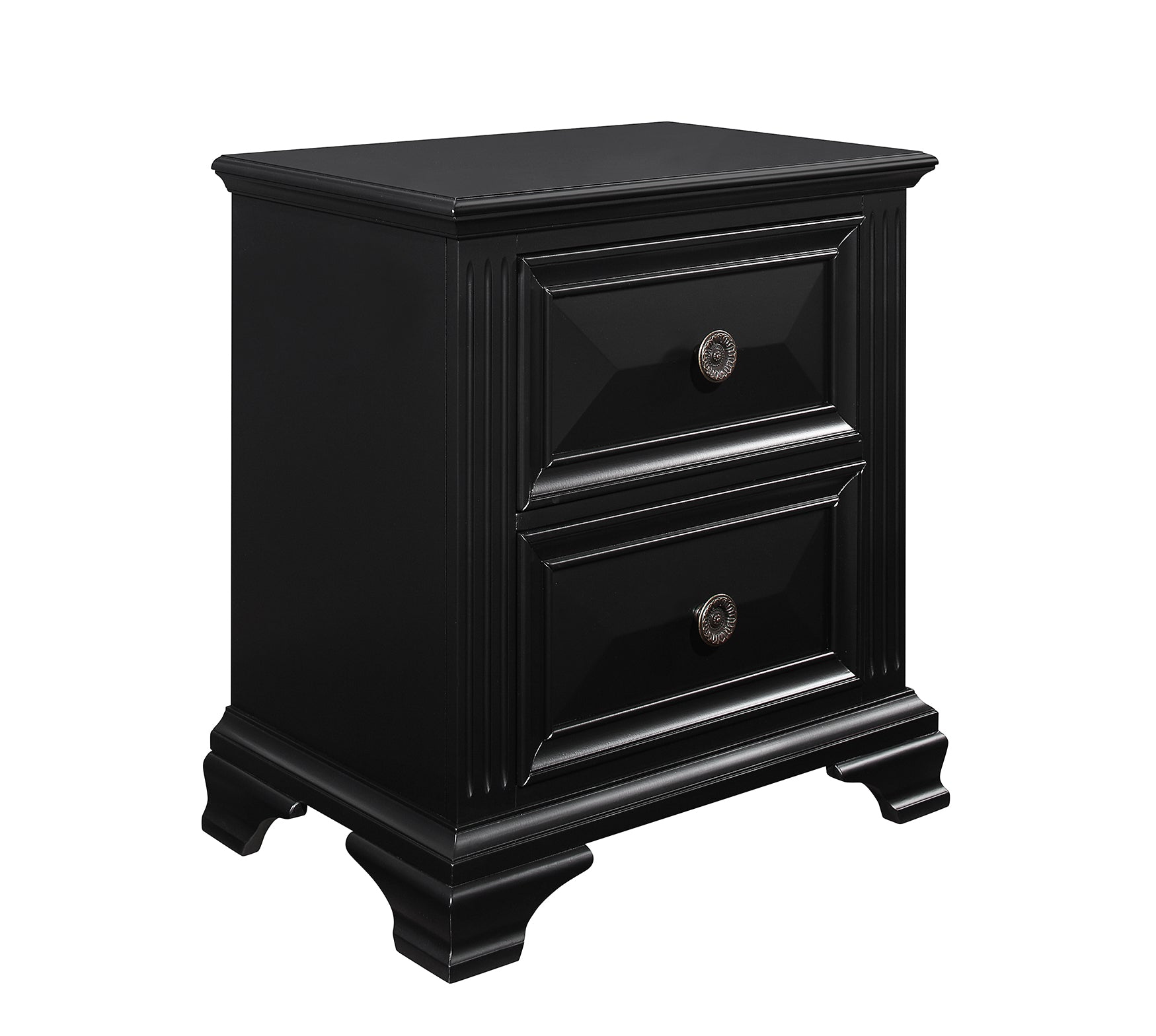 Rex Black Nightstand Black Solid Wood Mdf