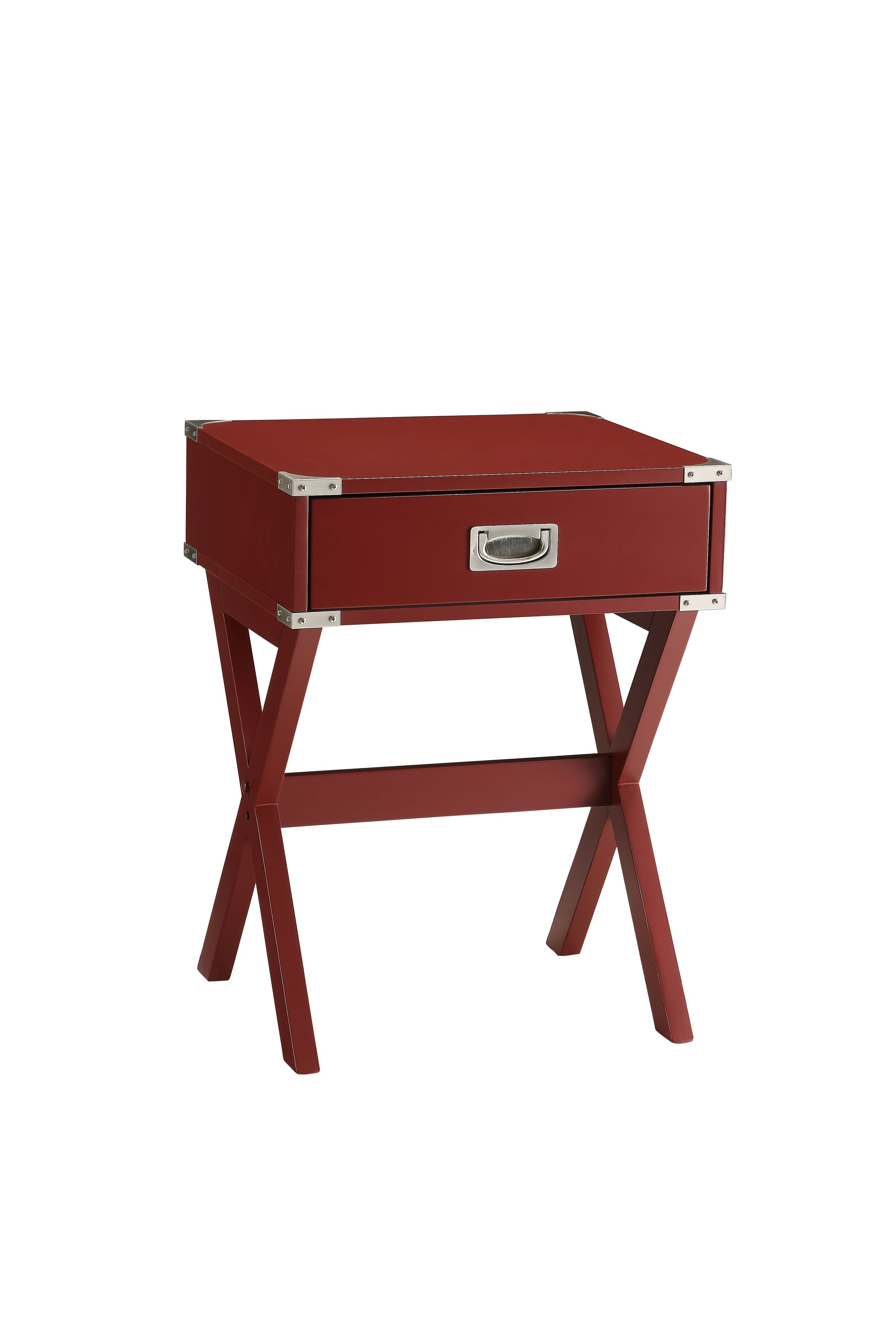 Babs Red Finish Accent Table Red Synthetic Wood