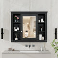 35'' X 28'' Wall Mounted Bathroom Storage Cabinet, Medicine Cabinet, Modern Bathroom Wall Cabinet With Mirror, Mirror Cabinet With 6 Open Shelves Not Include Bathroom Vanity Black 1 Mirror Included