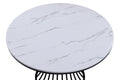 5Pc Dining Set Contemporary Modern Style White Faux Marble Round Table Cage Like Base Light Gray Fabric Upholstery Dining Wooden Furniture Black Finish Upholstered Chair Wood Black,Light Gray,White