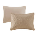 3 Piece Split Corner Pleated Quilted Bedspread Khaki Queen Khaki Polyester