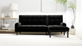 Black Corduroy Sectional Sofa: Convertible 3 Seaters Sofa, L Shaped Sofa, And Bed Black Velvet Metal Primary Living Space Medium Soft Loose Back Pillow Top Arms Foam Fabric Metal 3 Seat