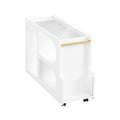 Mobile End Table With Lockable Wheels, Narrow Coffee Table With 5Mm Thick Fluted Tempered Glass, Modern Nightstand With Golden Round Rod, Living Room, White, 31.5''W X11.8''D X 23.1''H White Primary Living Space Mdf