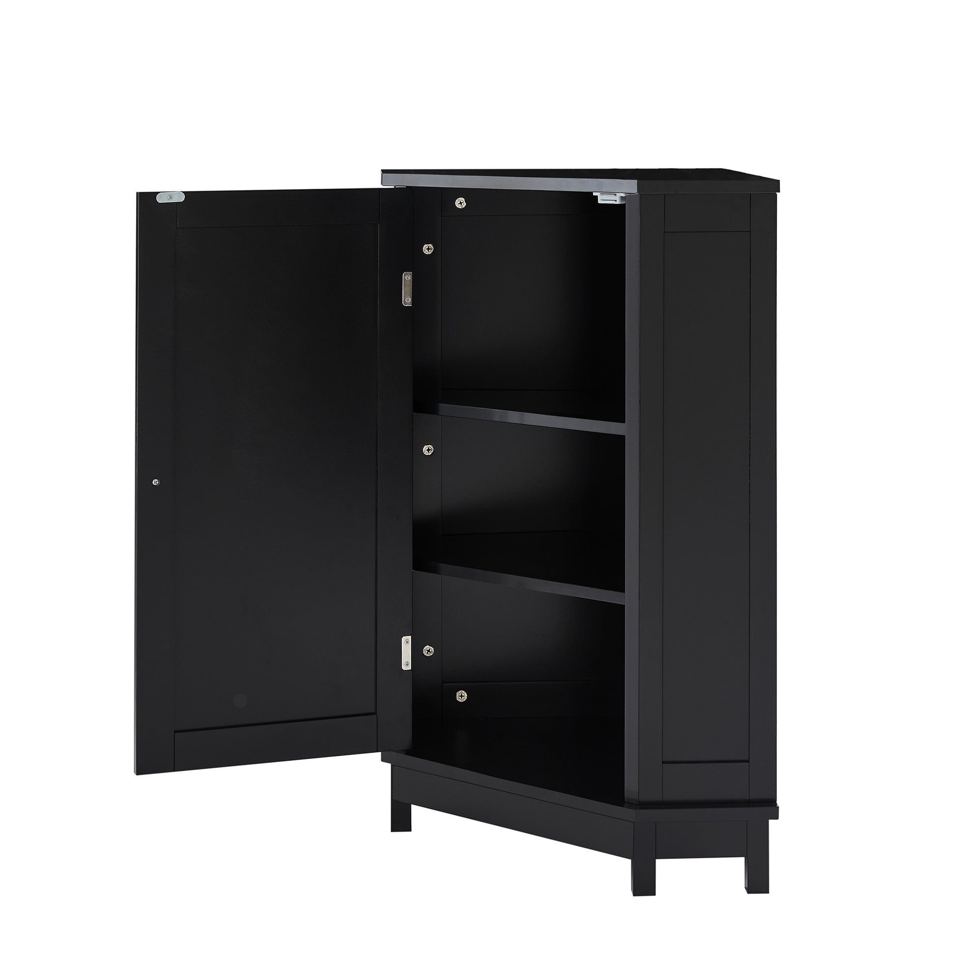 Black Bathroom Cabinet Triangle Corner Storage Cabinet With Adjustable Shelf Modern Style Mdf Board Black Mdf