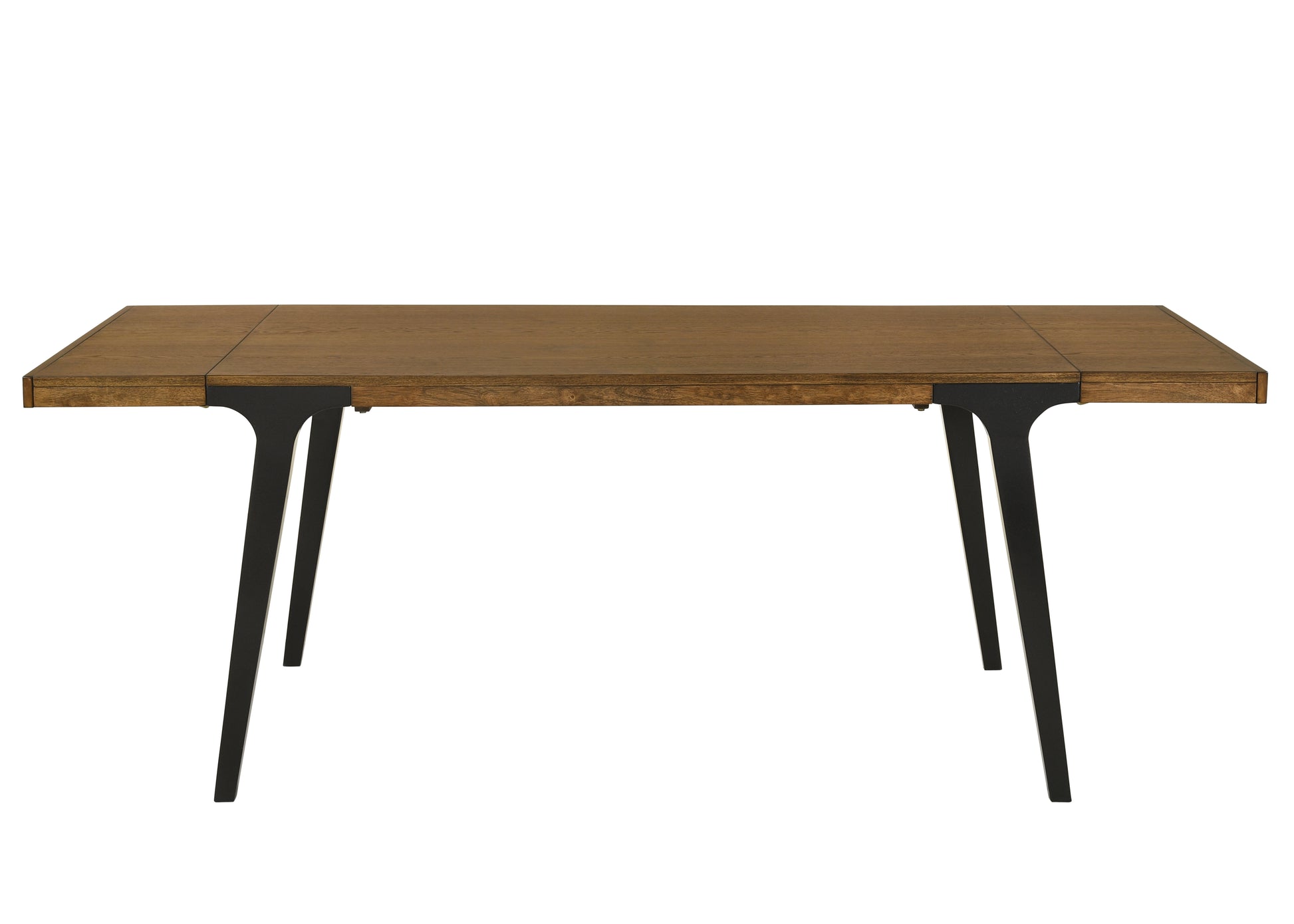 Walnut And Black Extendable Dining Table With 2 Leaf Walnut Black Seats 6 Dining Room Modern Rectangular Wood Metal