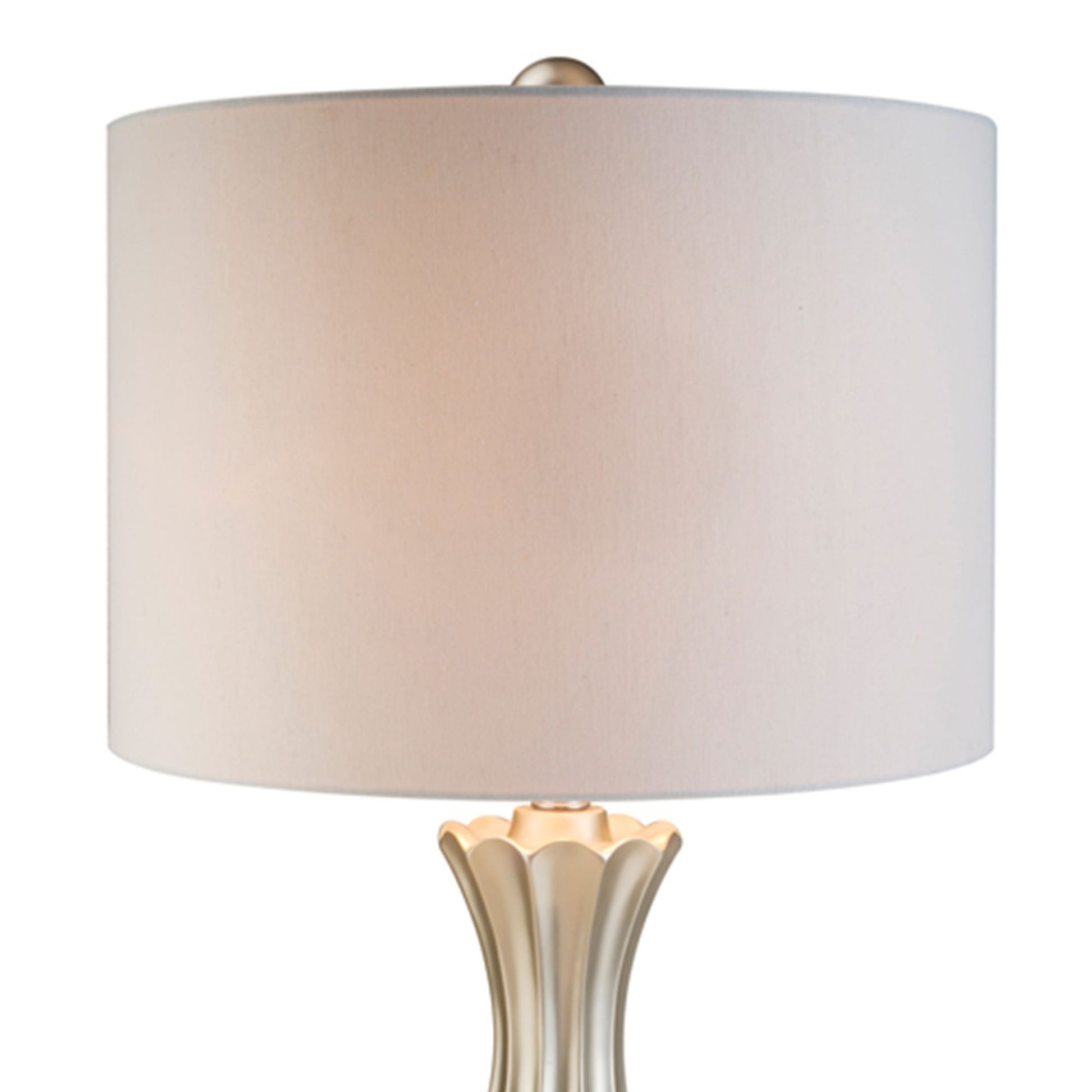 30" Tall Polyresin Table Lamp With Silver Finish, Royal Design, White Linen Shade Silver Metal