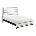 Modern Contemporary White Finish Queen Bed 1Pc Wooden Bedroom Furniture Black Line Design Box Spring Required Queen White Wood Bedroom Wood