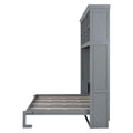 Queen Size Murphy Bed Wall Bed With Top Shelves & Usb,Gray Queen Gray Plywood