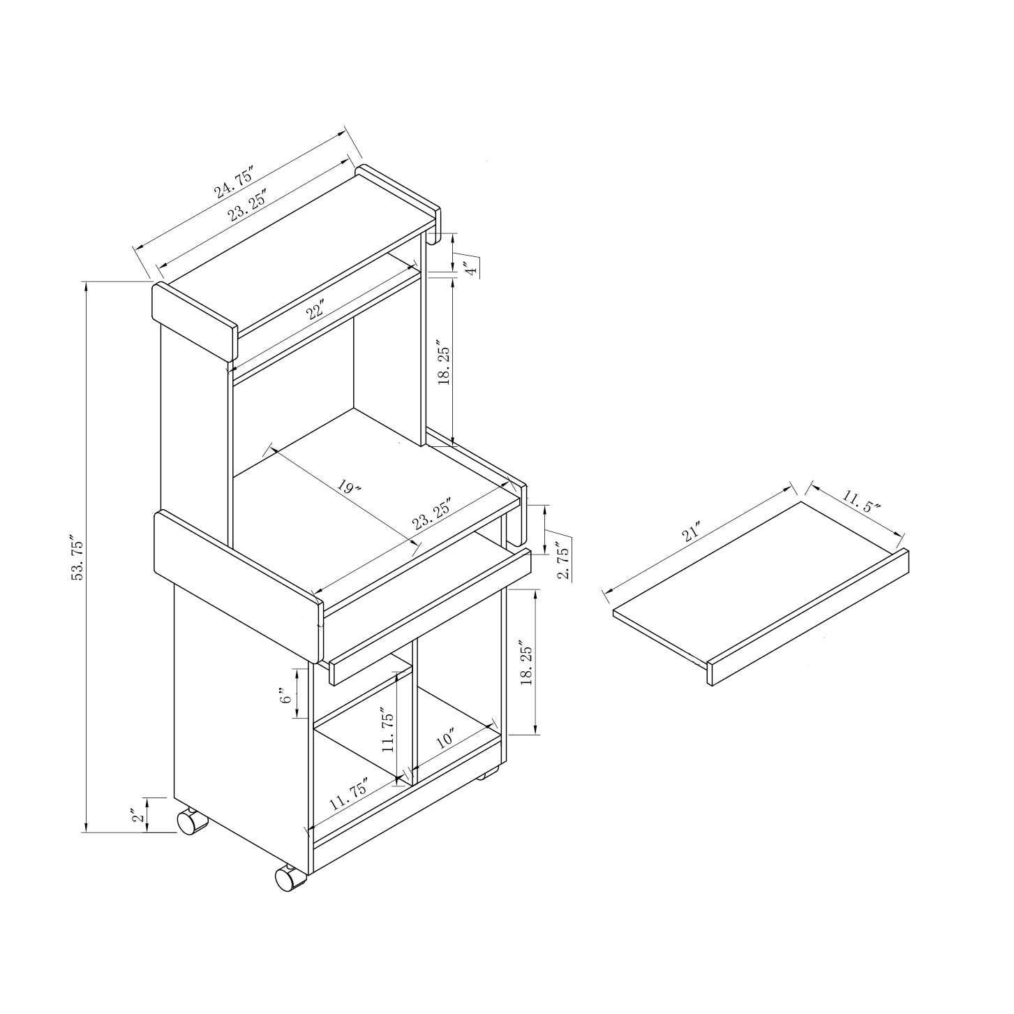 Microwave Cart Coffee Station Computer Cart On Locking Castors Hutch Gliding Shelf Red Cocoa Color Espresso Particle Board Mdf