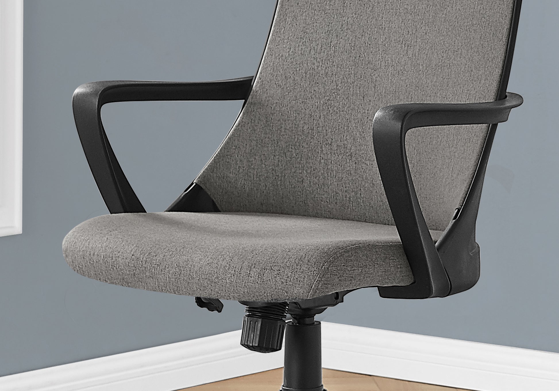 Office Chair, Adjustable Height, Swivel, Ergonomic, Armrests, Computer Desk, Work, Grey Mesh, Black Metal, Contemporary, Modern Black Foam Polyester