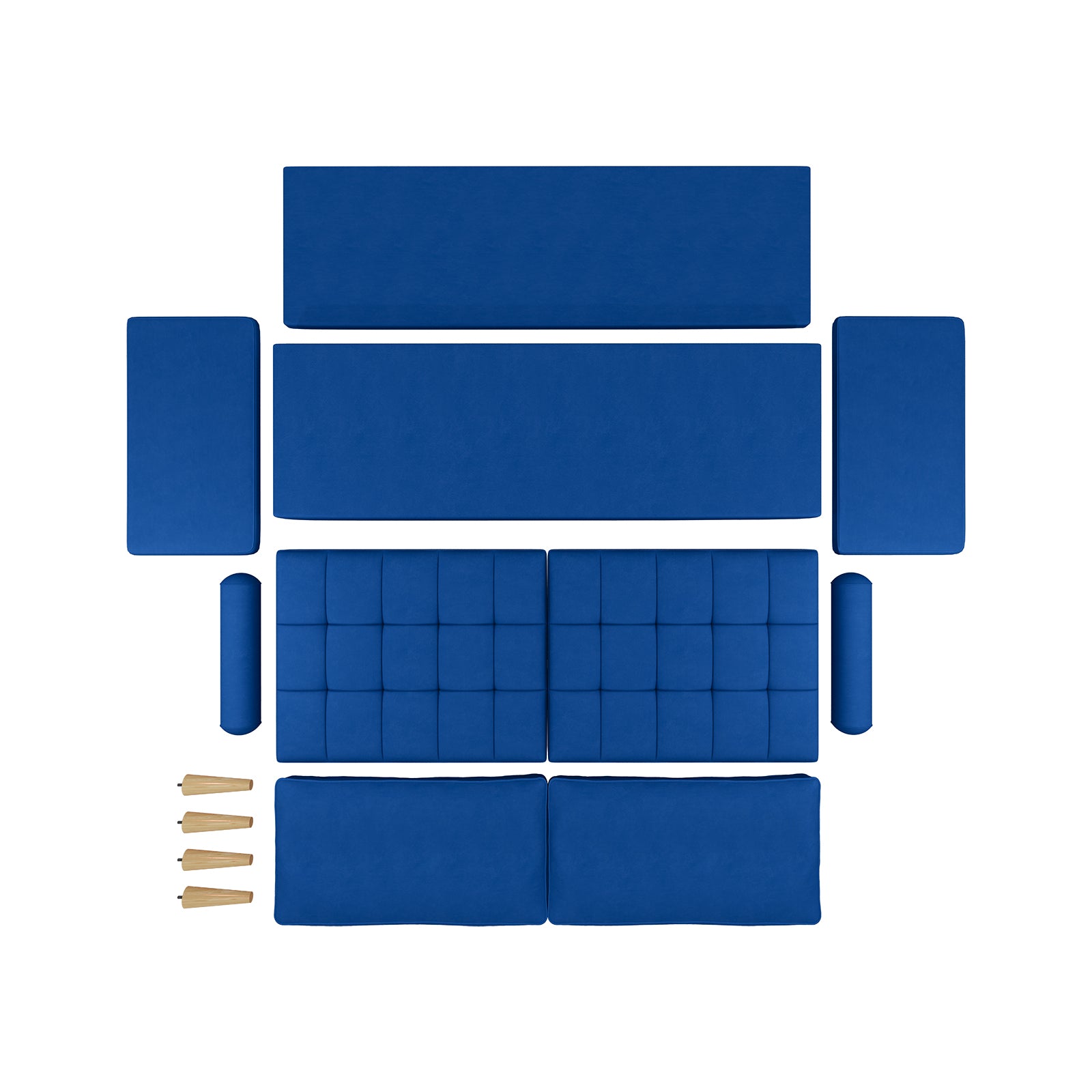 Roma 67.7'' 3 Seater Sofa Couch For Living Room, Modern Sofa,Small Couches For Small Spaces,Upholstered 3 Seater Couch For Bedroom, Apartment, Home Office, Tool Free Assembly,Blue Blue Velvet Wood