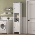 Bathroom Floor Storage Cabinet With 2 Doors Living Room Wooden Cabinet With 6 Shelves 15.75 X 11.81 X 66.93 Inch White Mdf