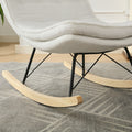 Lazy Rocking Chair,Comfortable Lounge Chair With Wide Backrest And Seat Wood Base, Upholstered Armless Rocker Chair For Living Room, Balcony,Bedroom And Patio Porch. White Cushion Iron White Primary Living Space Sponge Square Casual Rocking Chairs