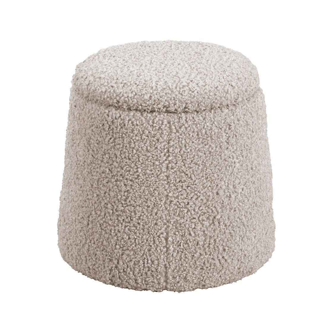 Round Storage Ottoman Beige Upholstered