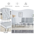 Table And Chair Set, Modern Dining Table, Tempered Glass Tabletop And Silver Colored Leg Table, Soft And Comfortable Dining Chair, Perfect For Dinner, Meetings, Home And Office Decor Gray Seats 4 Glass
