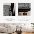 Small Round Side End Table For Living Room, Modern Nightstand Bedside Table With Fabric Basket For Bedroom Nursery, Side Table With Steel Frame Black & Grey Grey Stainless Steel
