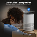 Portable Air Purifiers With Air Quality Monitor For Home Bedroom Large Room Covers Up To 1200Ft , 360 Outlet Air Cleaner, 25Db Sleep Mode White Plastic